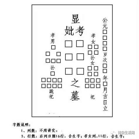 石碑寫法|普通墓碑书写的格式与范例